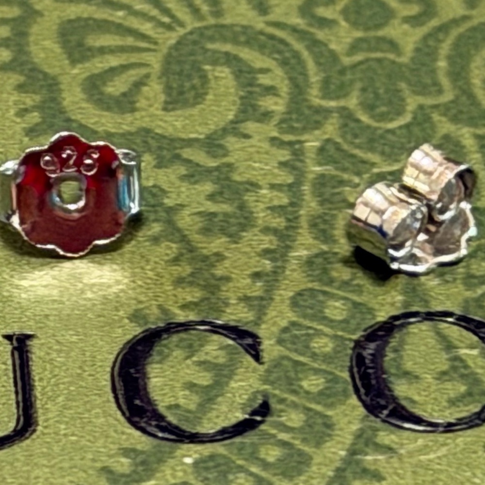 Gucci Interlocking G Crystal Earrings Sterling Silver Studs Authentic Gucci New - Picture 4 of 10